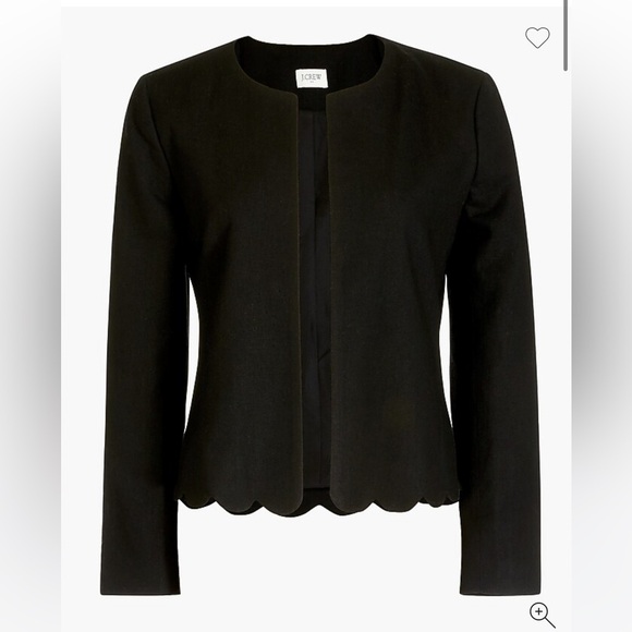 NWT J Crew Scalloped Hem Linen Open Jacket Black - Picture 1 of 7